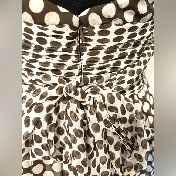 NWT NEW Silk Sz 6 Maggie London halter polka dot white brown midi dress Medium - Picture 13 of 14